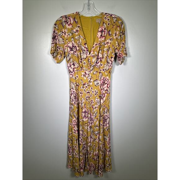 Kachel x Anthropologie Thea Midi Dress 4 Yellow Vintage Floral Cottage Core‎ - Picture 1 of 7